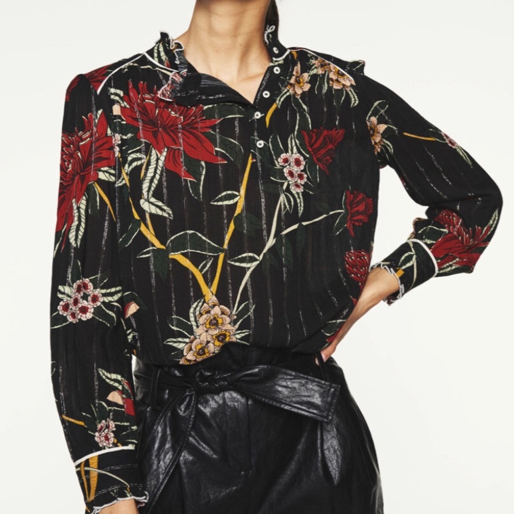 ba&sh Paulin Black Metallic Blouse